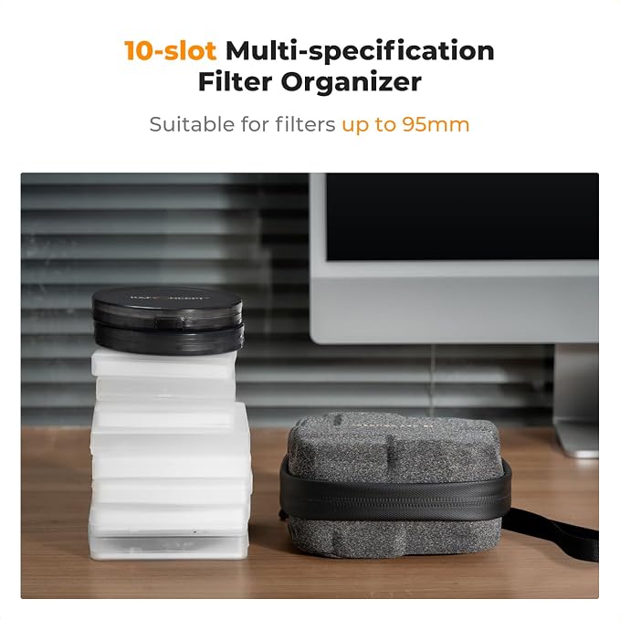 K&F CONCEPT 10 in 1 Lens Filter Case, Hard Shell Camera Filter Pouch Up to 95mm - Image 6