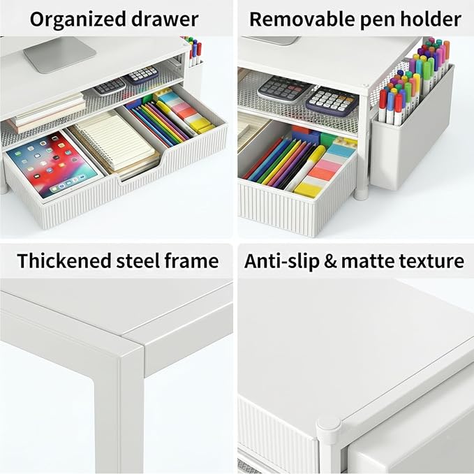 ECOLOVI Desk Organizer and Accessories, 2-Tier Computer Monitor Stand Rise - Image 3