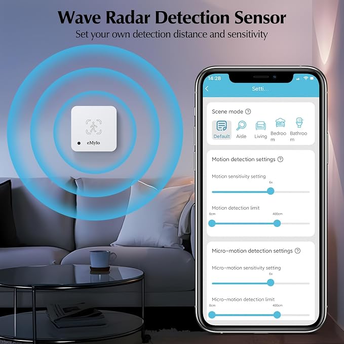 eMylo WiFi Human Presence Sensor, WiFi Millimeter Wave Radar Detection - Image 4