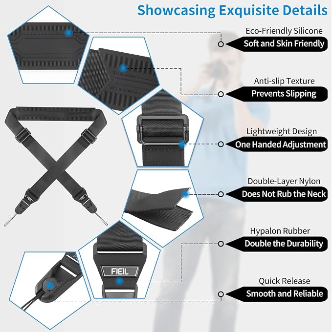 FIEIL Camera Strap with Quick Release Plate, Universal Camera Strap with Quick - Image 2