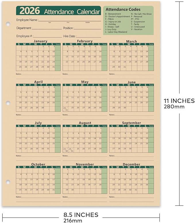 2026 Attendance Calendar - Image 4