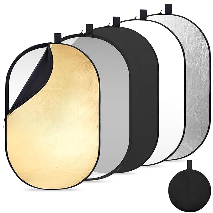 K&F CONCEPT 24" x36” 5-in-1 Oval Foldable Reflector by KFCONCEPT