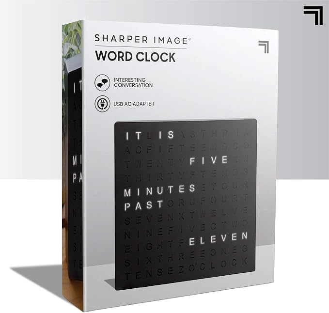 Sharper Image LED Word Digital Clock, Light-Up Desk & Wall Clock, Modern Time - Image 8