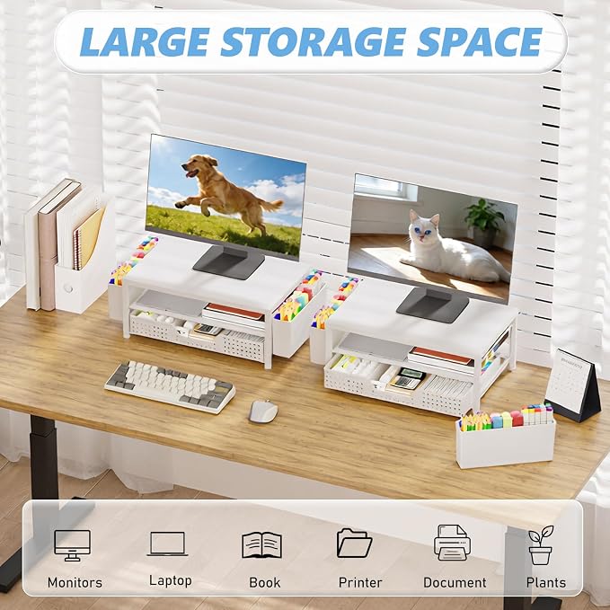 OPNICE Desk Organizers and Accessories, 2-Tier Computer Monitor Stand Riser - Image 5