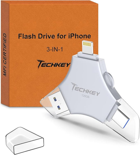 MFi Certified USB 3.0 Flash Drive 128GB by Techkey
