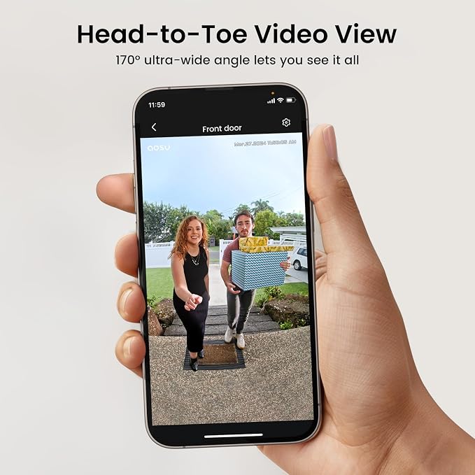 AOSU Wireless Doorbell Camera, 170° Ultra Wide Viewing Angle, Intelligent - Image 2