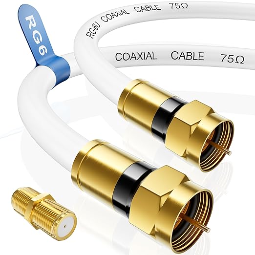 RG6 Coaxial Cable, 3FT 6FT 10FT 15FT 25FT 50FT 100FT Coax Cable Cord by Nixsto