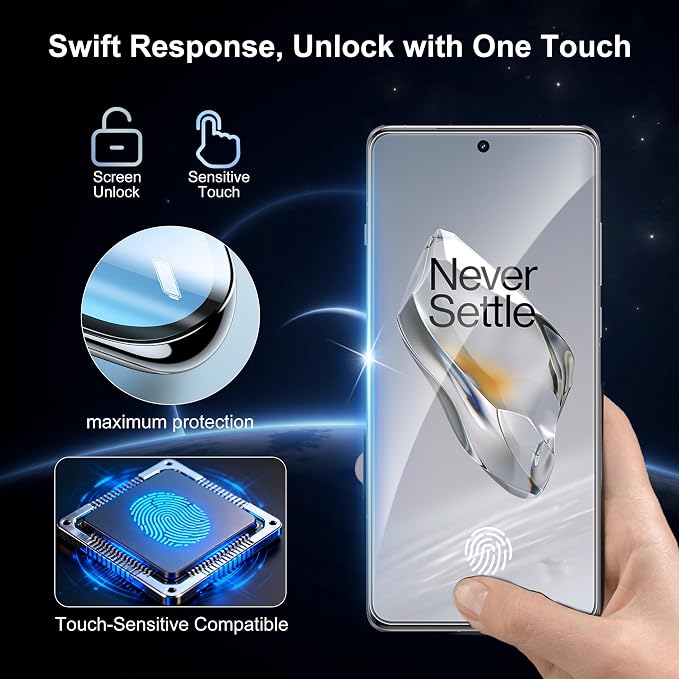 2+2 Pack for OnePlus 12 Screen Protector and Camera Protectors, Fingerprint - Image 2