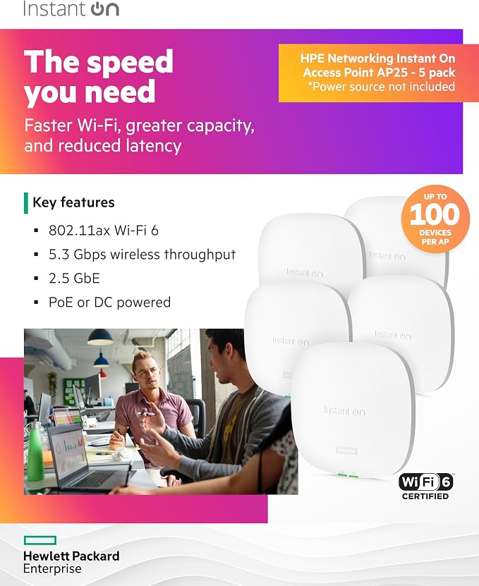 HPE Networking Instant On Access Point AP25 4x4 WiFi 6 Indoor Wireless Access - Image 3