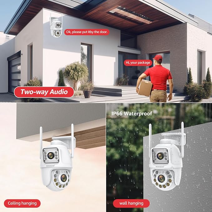 BOAVISION 5G/2.4G WiFi Outdoor Security Camera, Wireless PTZ Dual Lens - Image 7