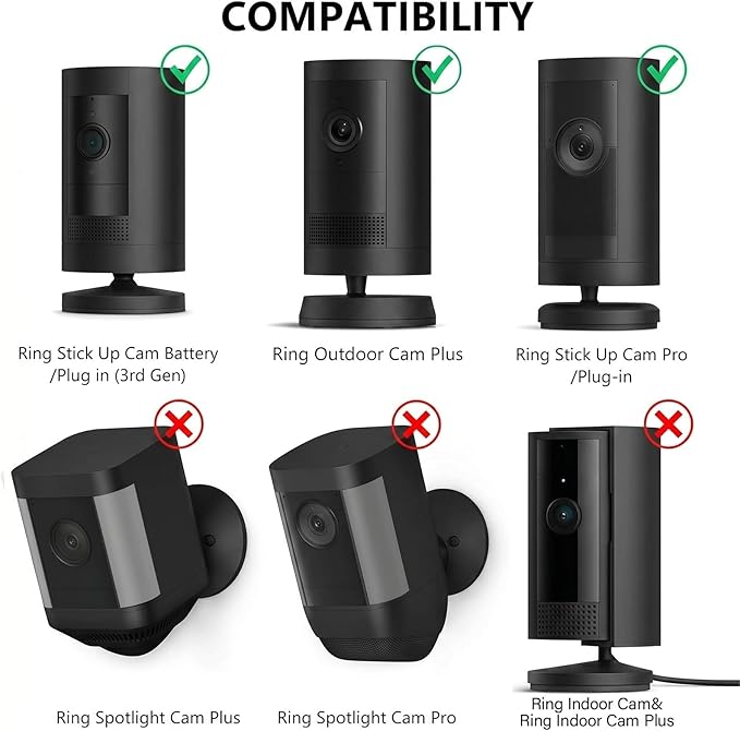 2Pack Ring Camera Wall Mount for Ring Stick Up Cam & Ring Outdoor Cam Plus - Image 2