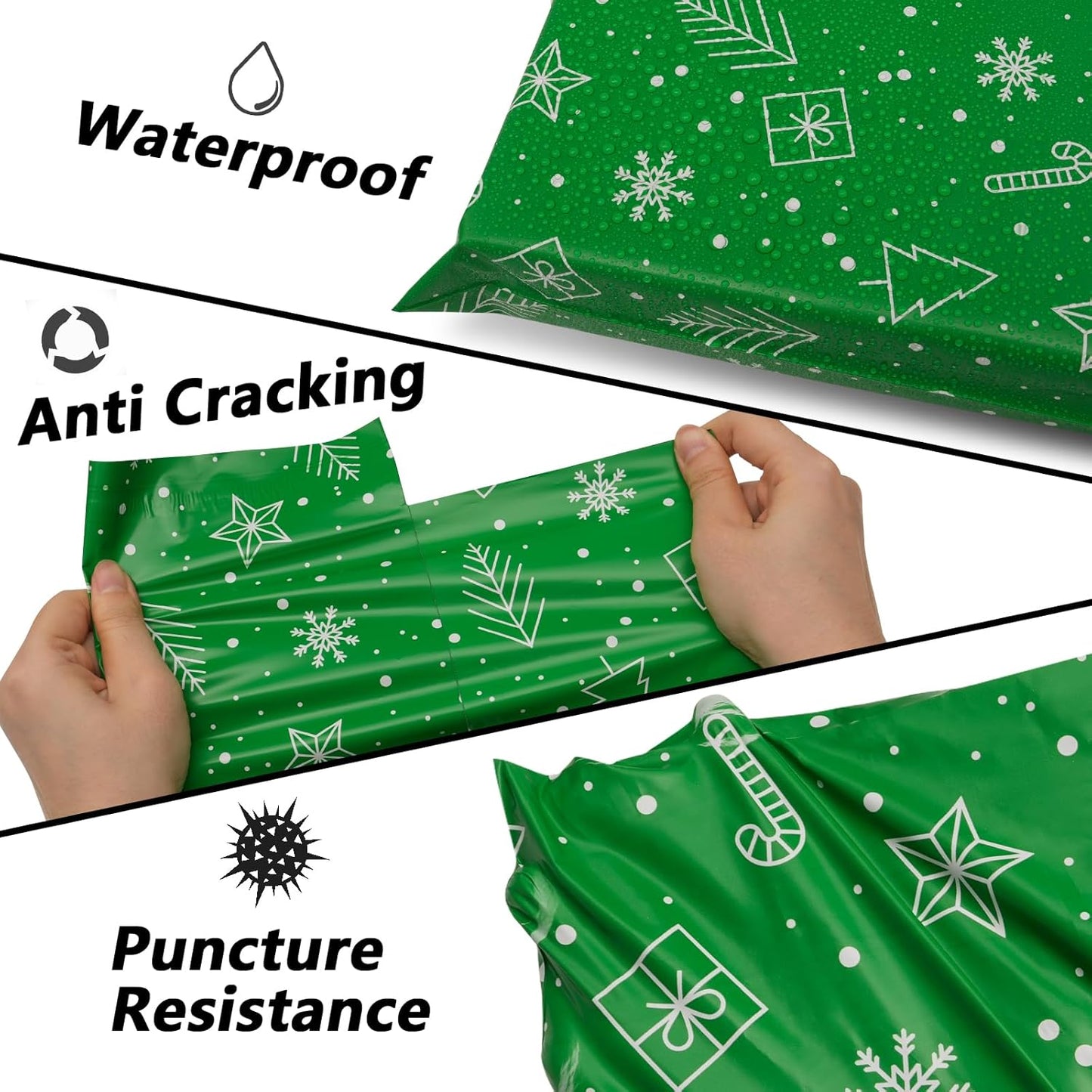 Poly Mailers 10x13 Inch 100 Pcs - Christmas printed Shipping Bags, 2.4mil Thickness, Waterproof and Tear Resistant Mailing Envelopes, Self-Sealing Packaging Bags for Small Business