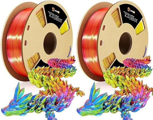 LOVOON Silk PLA 3D Printing Filament Bundle 2KG, PLA Filament 1.75mm Shiny by LOVOON