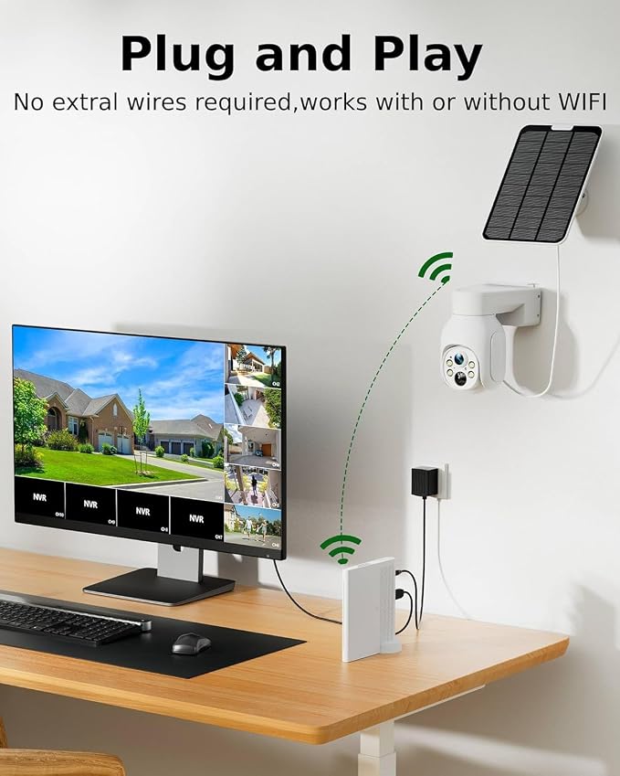 Camcamp Wireless Security Camera System, Solar Powered PTZ 6 Cam-kit Camera - Image 3