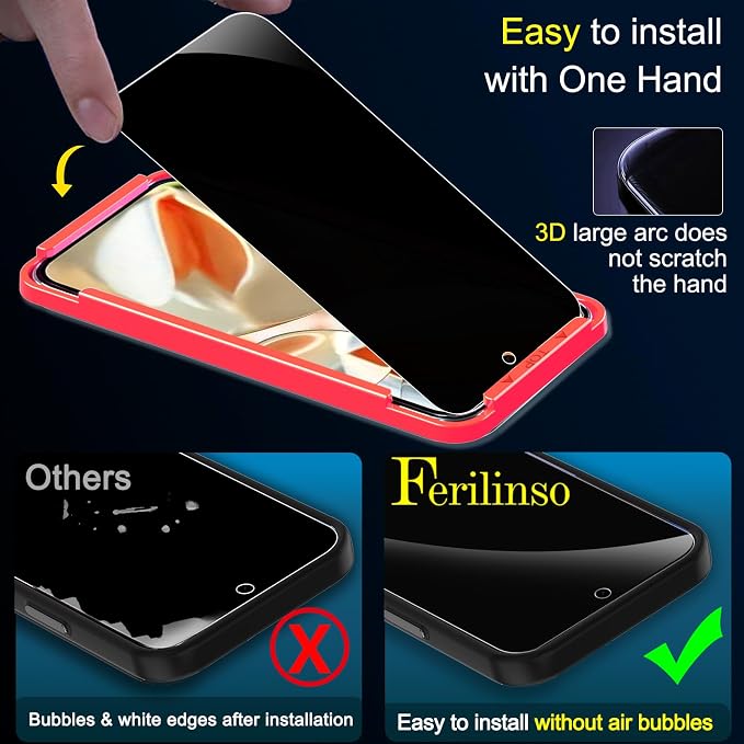 Ferilinso Full Coverage 3 Pack Privacy Screen Protector - Image 5