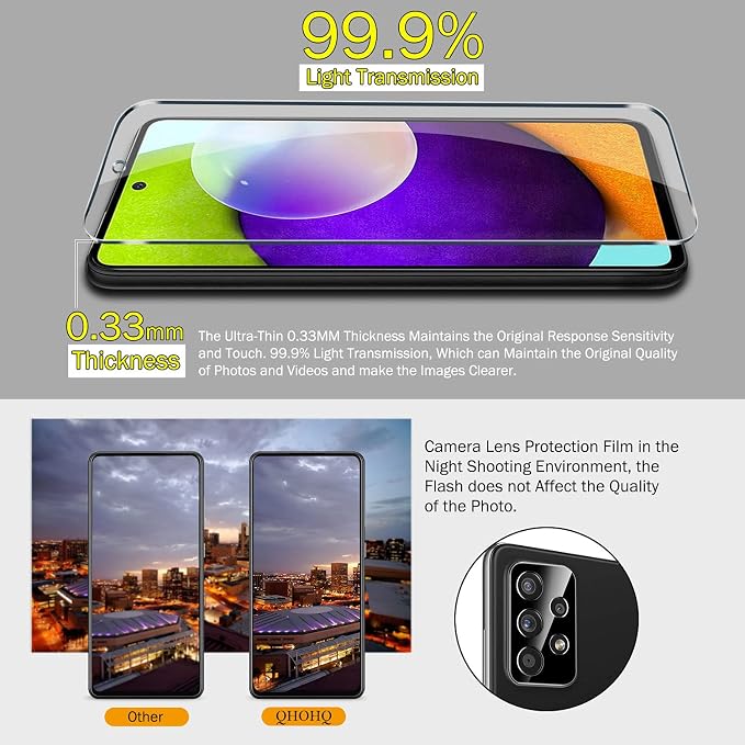 QHOHQ 3 Pack Screen Protector for Samsung Galaxy A52 4G/5G - Image 5