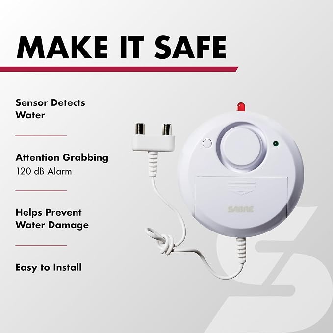 SABRE Water Leakage Alarm, 110 dB Alarm, Audible Up to 1, All Direction Water - Image 2