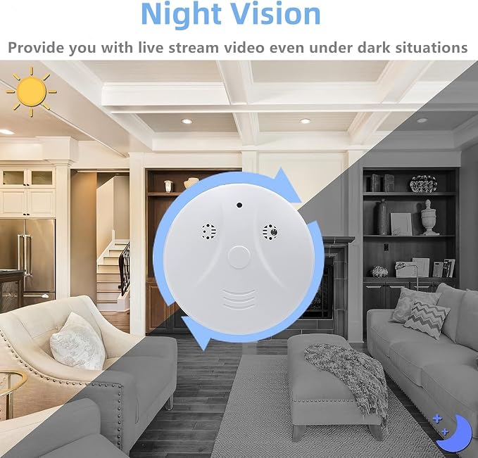 Security Camera Smoke Detector Hidden Camera 1080P WiFi Indoor Cam - Image 5
