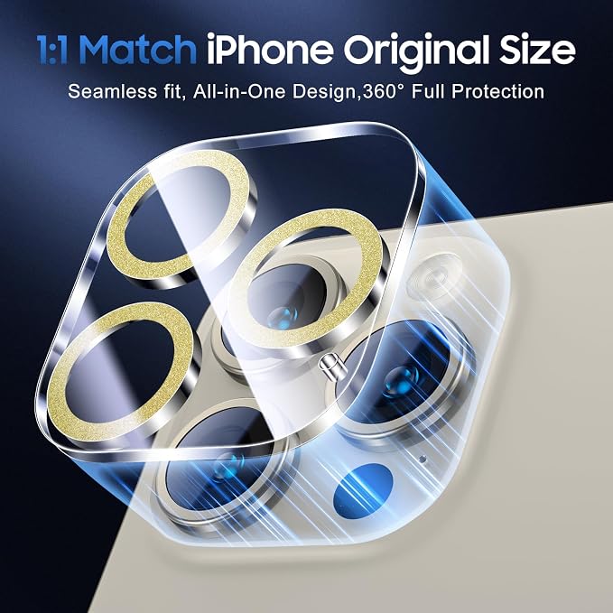 UniqueMe for 3 Pack iPhone 15 Pro/iPhone 15 Pro Max Camera Lens Protector - Image 5
