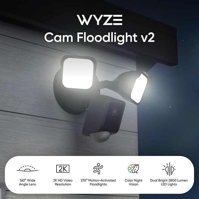 WYZE Floodlight Camera v2, Security Camera Outdoor, 2K HD - Image 3