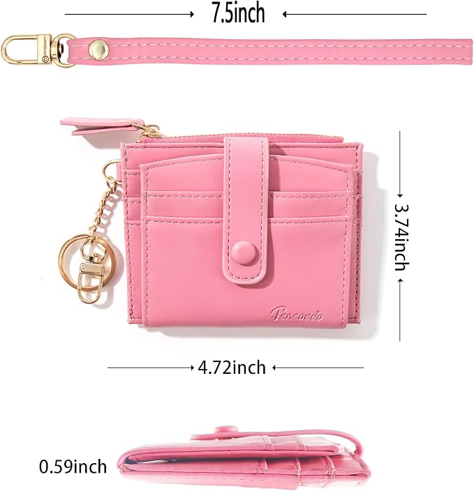 Keychain Wallet Wristlet Small Credit Card Holder Bracelet Key Chain Purse - Image 2