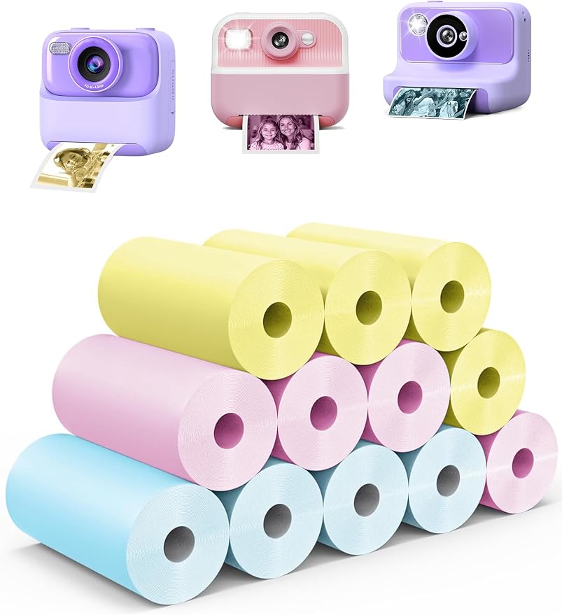 12 Rolls Kids Camera Paper Roll Refill, QIIYNTE Thermal Paper by PrintingYourLife