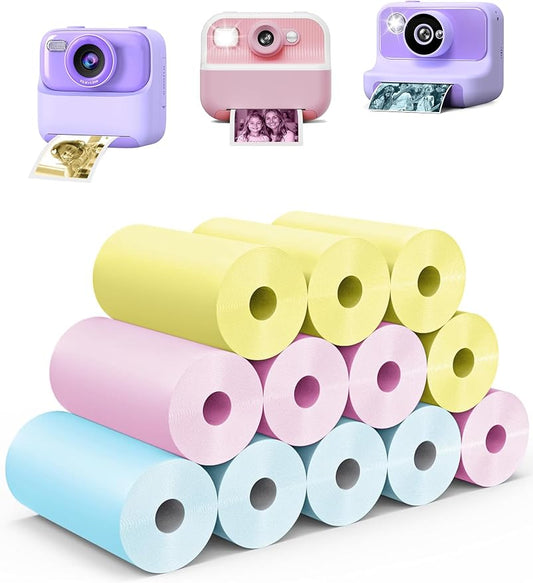 12 Rolls Kids Camera Paper Roll Refill, QIIYNTE Thermal Paper by PrintingYourLife