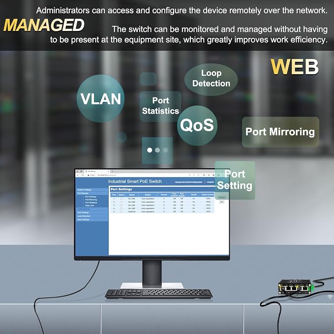Mini Managed Industrial 5-Port Gigabit Ethernet Switch Solar Power - Image 6