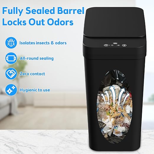 Bathroom Trash Can with Lid, 2 Pack 4 & 2.2 Gallon Automatic Touchless Garbage - Image 5