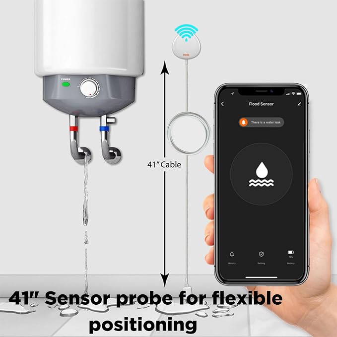 MOBI Smart WiFi Water Leak Detector, App Alerts, Flood Sensor Alarm - Image 3