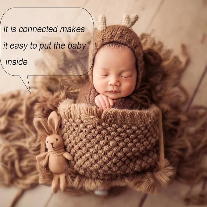 Zeroest Baby Photography Props Basket Braid Wool Wrap Newborn Photo Shoot - Image 5