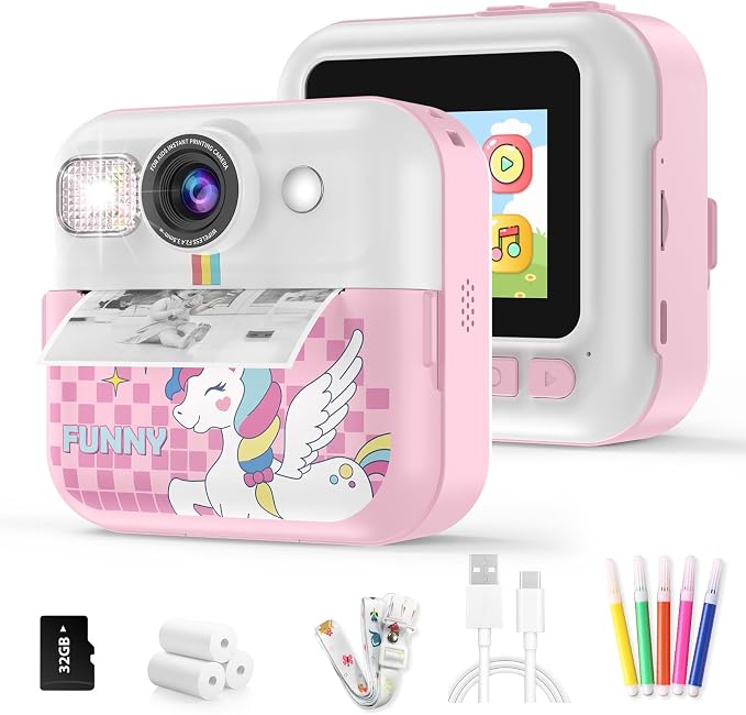Instant Print Camera for Kids, 1080P Children Printable Cameras Christmas by BOFIDAR