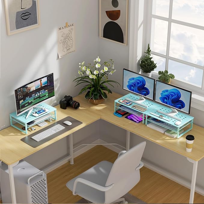 gianotter 2-Tier Metal Monitor Stand Riser, Desk Organizer - Image 7