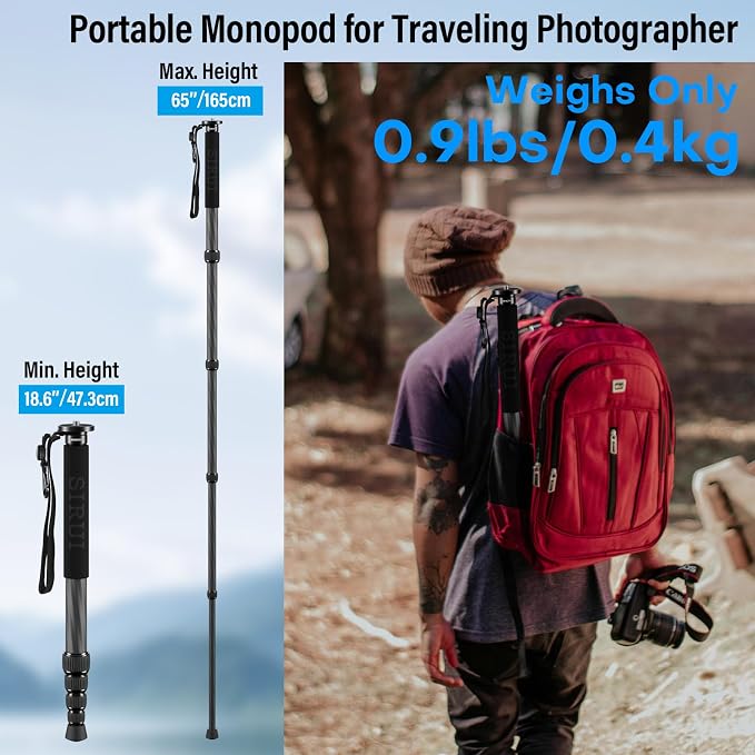 SIRUI Carbon Fiber Monopod for cameras, 6 Sections, Load up 15kg, included - Image 2