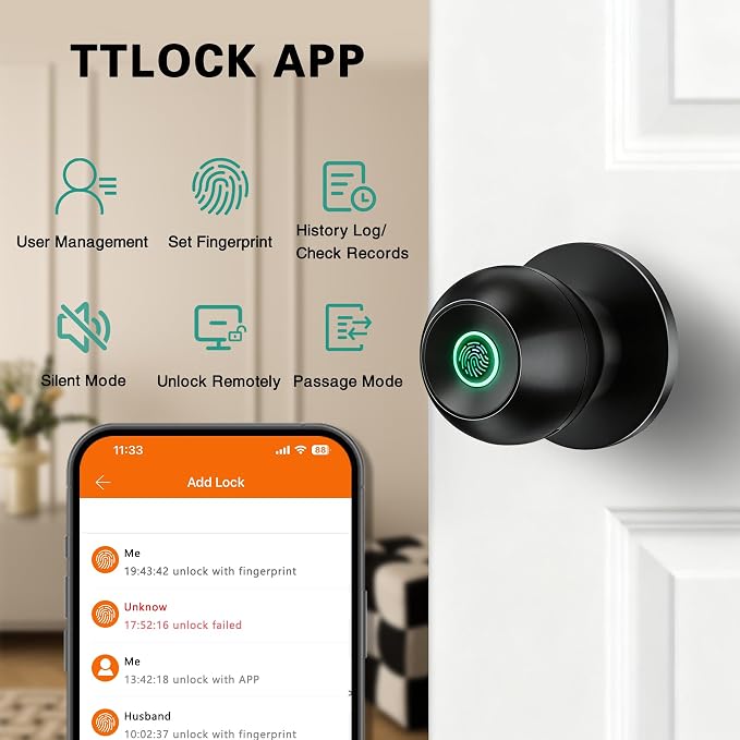 Smart Door Knob, Fingerprint Door Knob, Biometric Smart Door Lock - Image 3