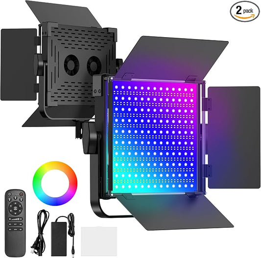 Anautin RGB Photography Lighting Kit, 50W Bi-Color LED Studio Lights, by Anautin