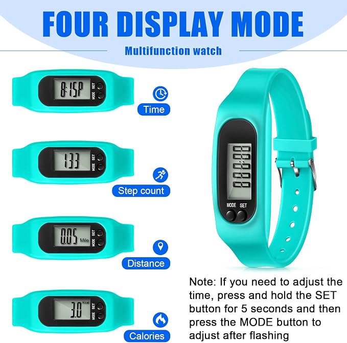 Silicone Fitness Tracker Watch 3 Pcs Walking Running Pedometer Calorie Burning - Image 4