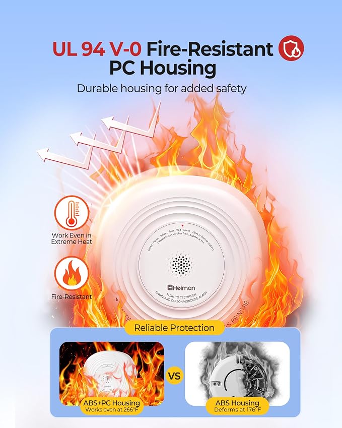 Heiman Smoke Detector Carbon Monoxide Detector Combo 10-Year Sealed Battery - Image 8