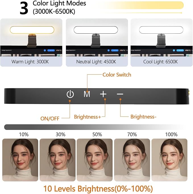 yAyusi Dual-lamp Video Conference Lighting, LED Streaming Light - Image 4