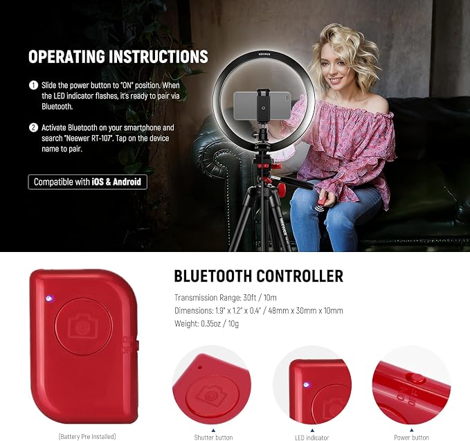 NEEWER Basics 10" Selfie Ring Light - Image 6