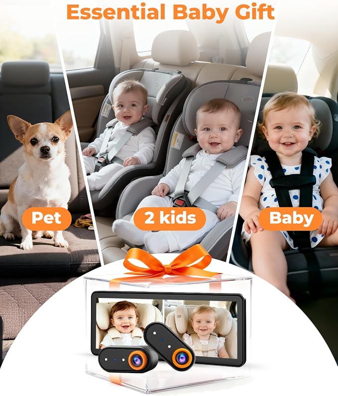 Luckview BM5PRO Dual Camera Baby Car Monitor, 7.2 Inch 1080P Split Screen - Image 8