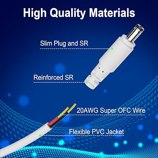 12V DC Power Extension Cable 25 FT, 5.5 mm x 2.1 mm 5521 Male to Female Supply - Image 3