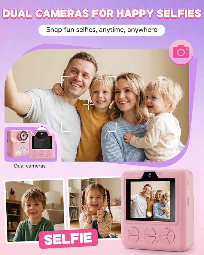 Kids Camera Instant Print with Carrying Case, Digital Selfie Camera with 6 - Image 5