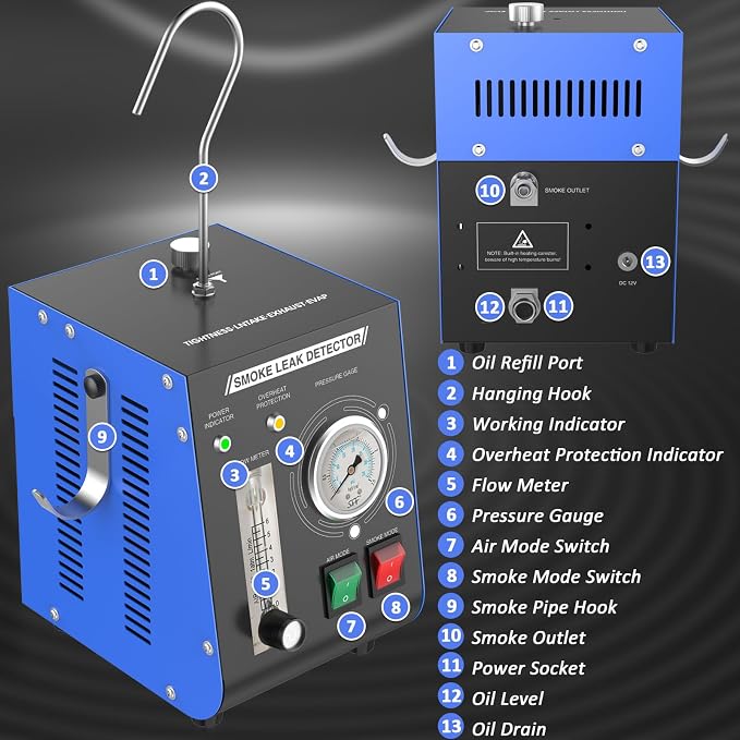 Smoke Machine Automotive Leak Detector Built in Air Pump, EVAP Smoke Machine - Image 7