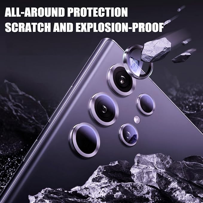 2 Pack Camera Lens Protector for Samsung Galaxy S24 Ultra, 9H Tempered Glass - Image 3