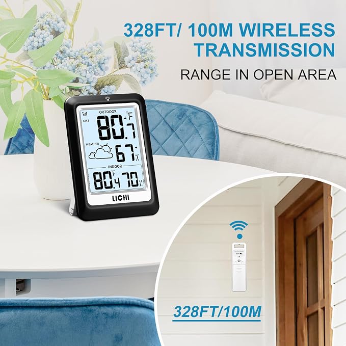 Indoor Outdoor Thermometer Wireless Weather Station, Internal External - Image 4