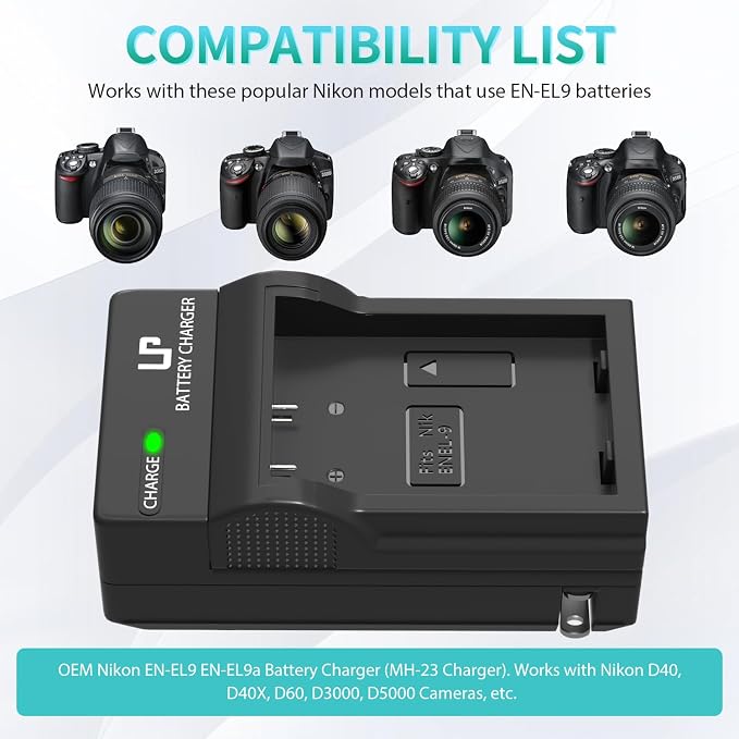 LP EN-EL9 Battery Charger, EN EL9a Charger Compatible - Image 2