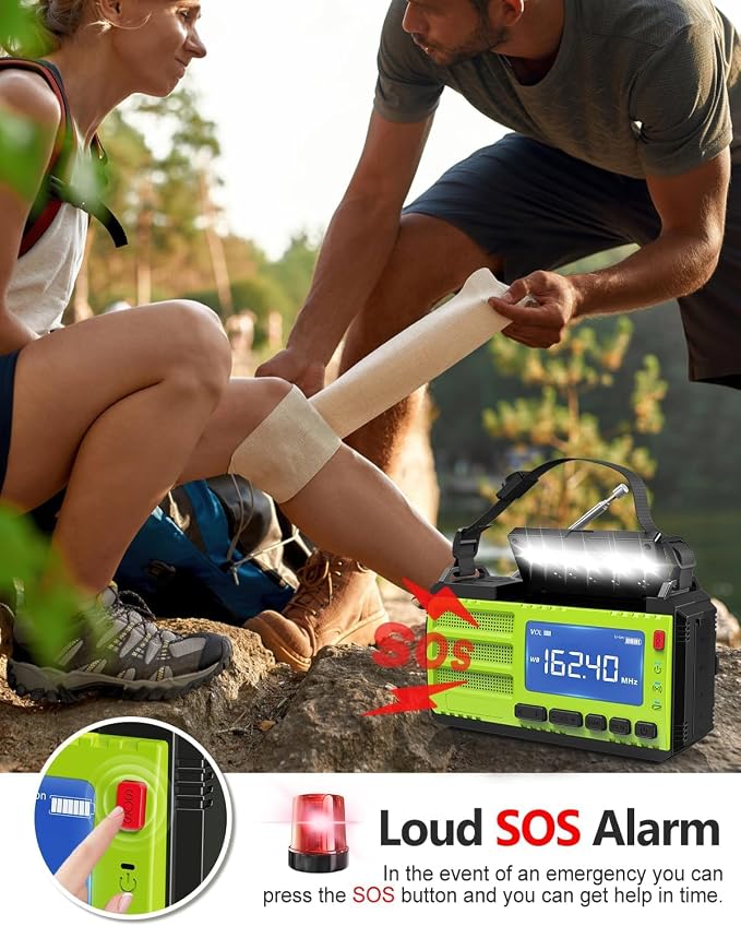 10000mAh/37000mWh Hand Crank Emergency Radio, AM FM NOAA Weather Alert Radio - Image 7