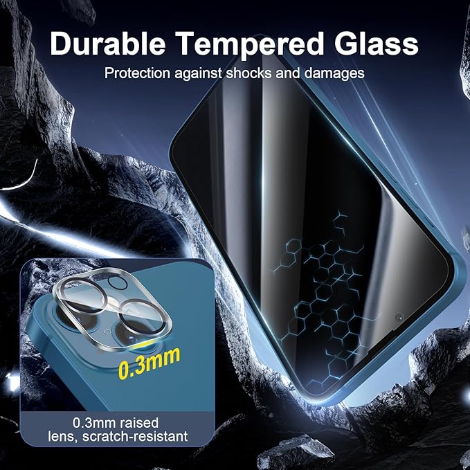 NEW'C 3x Privacy for iPhone 13 Screen Protector+ 3x Camera Lens Protector - Image 6