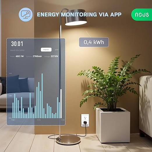 NOUS Wi-Fi Smart Plug 15A, Dual-Band 2.4GHz & 5GHz, Energy Monitoring, - Image 6